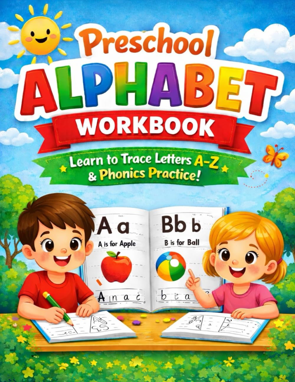 Preschool Alphabet Workbook: Learn to Trace Letters A–Z, Phonics & Handwriting Practice for Kids Ages 3–5 | 135-Page Early Learning Activity Book | 8.5x11