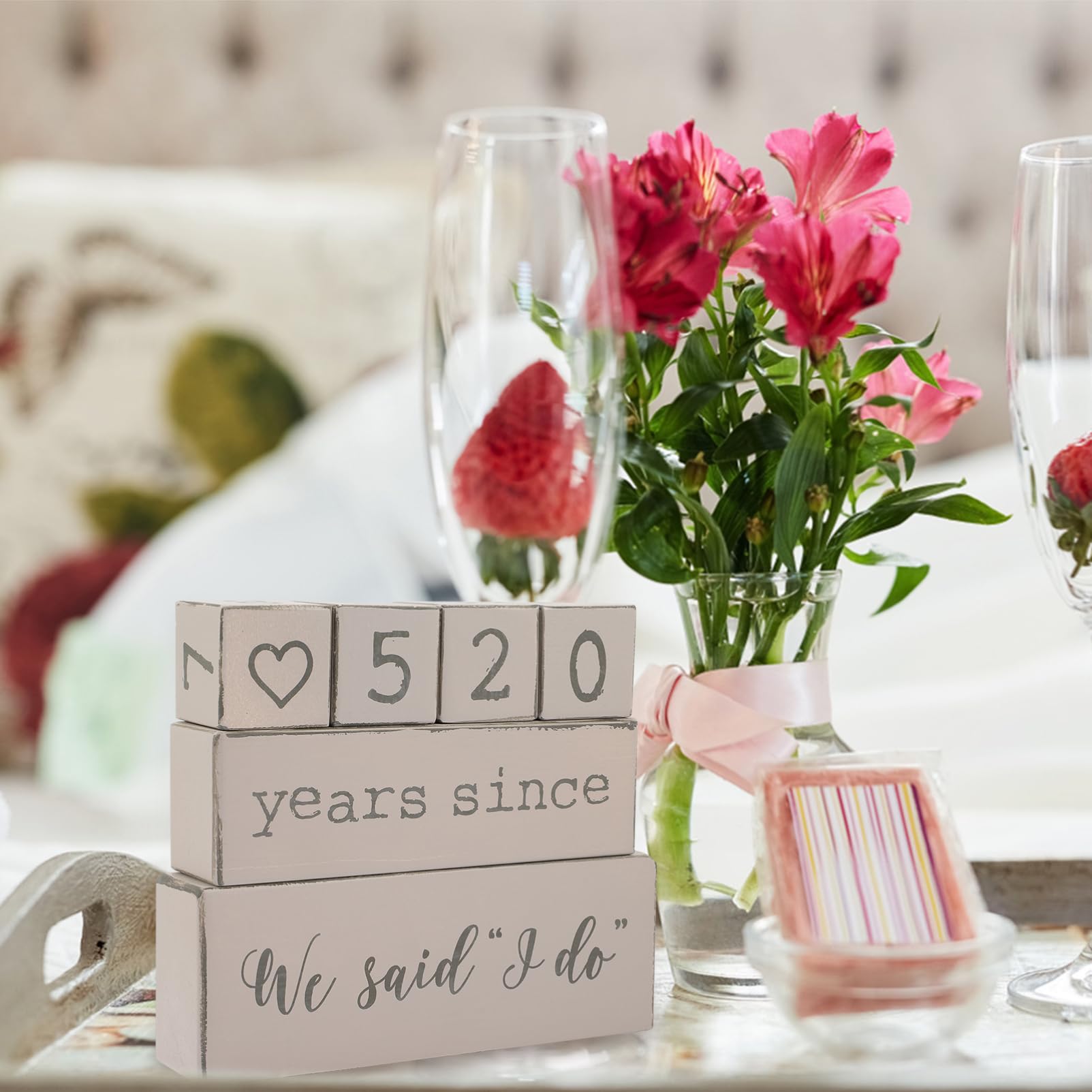 Calendario in Legno Per Matrimonio Blocchi Di Conto Alla Rovescia Decorazione Da Tavolo Per Fidanzamento