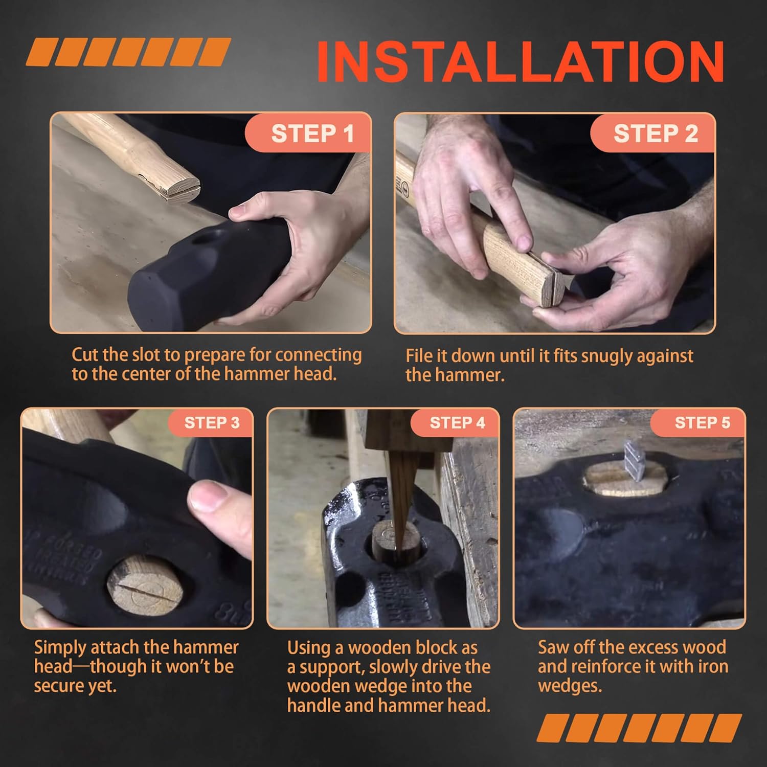 36 Inch Sledge Hammer Handle Replacement, 2-Pack Heavy Duty Maul Handle & Splitting Maul Handle Replacement, Compatible with Stiletto Hammer Handle & Ax Handles Replacement for Demolition, Yard Work