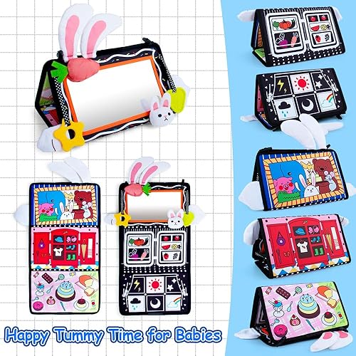 Miniatura 2 de amazuo Juguetes de espejo para bebés Tummy Time 0-6 6-12 meses, juguetes infantiles de alto contraste blanco y negro