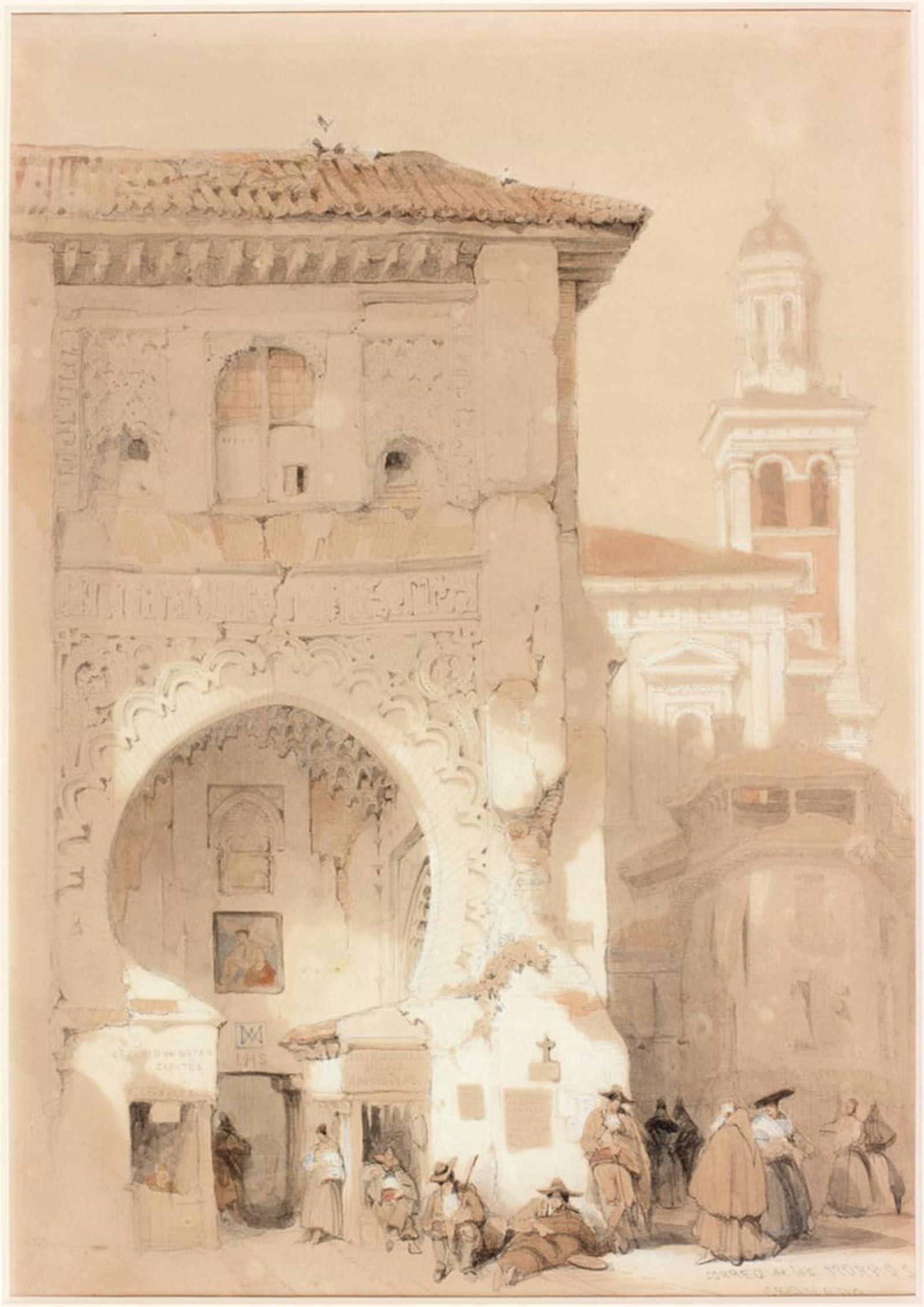 ARTXLXXBN Famous Prints Artwork Pictures Poster Painting Art Mail of the Morros Granada by David Roberts Artwork Landscape Pictures for Home Decor 60x90cm