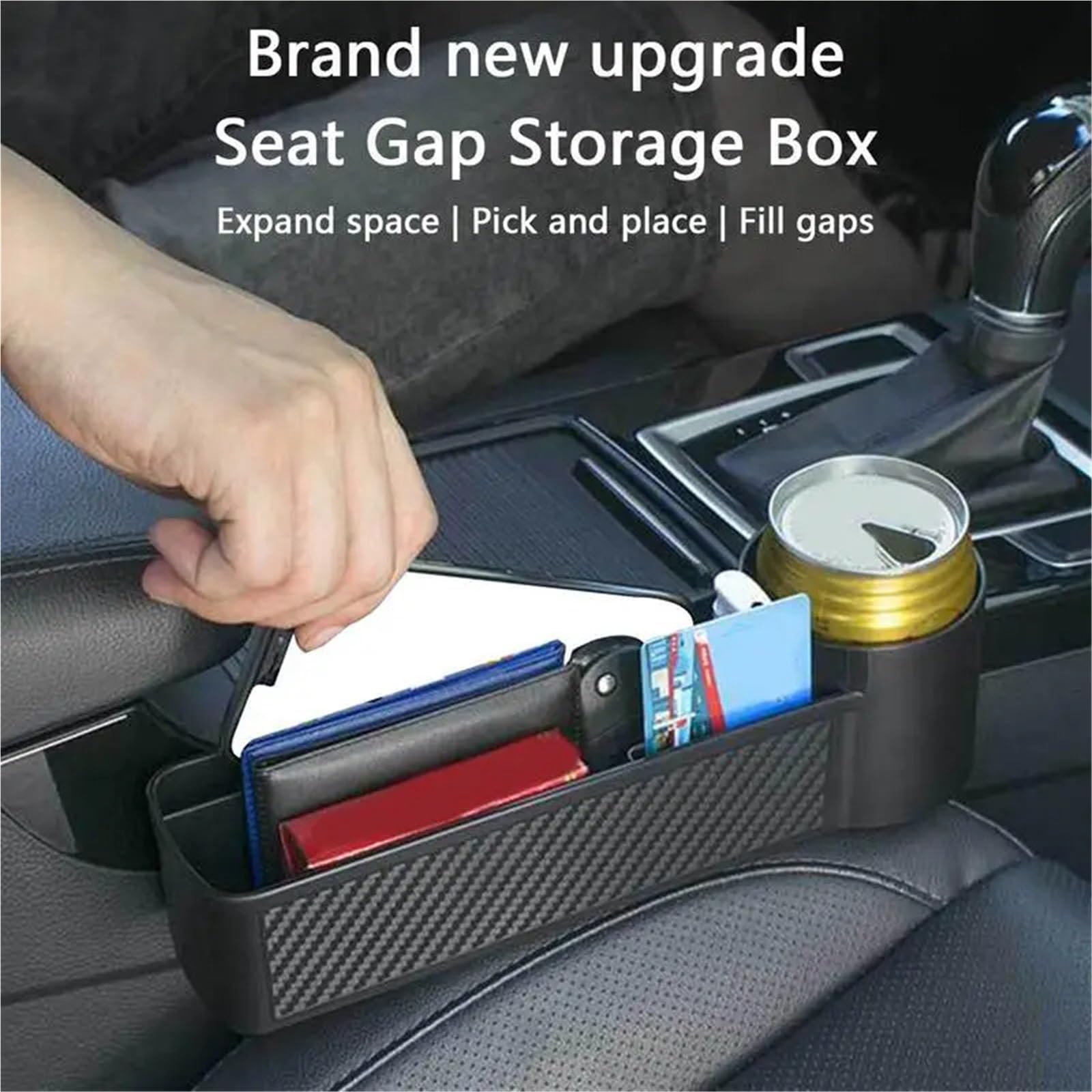 Car Seat Gap Organizer Easy To Apply Between Side Pockets With Cup Holder