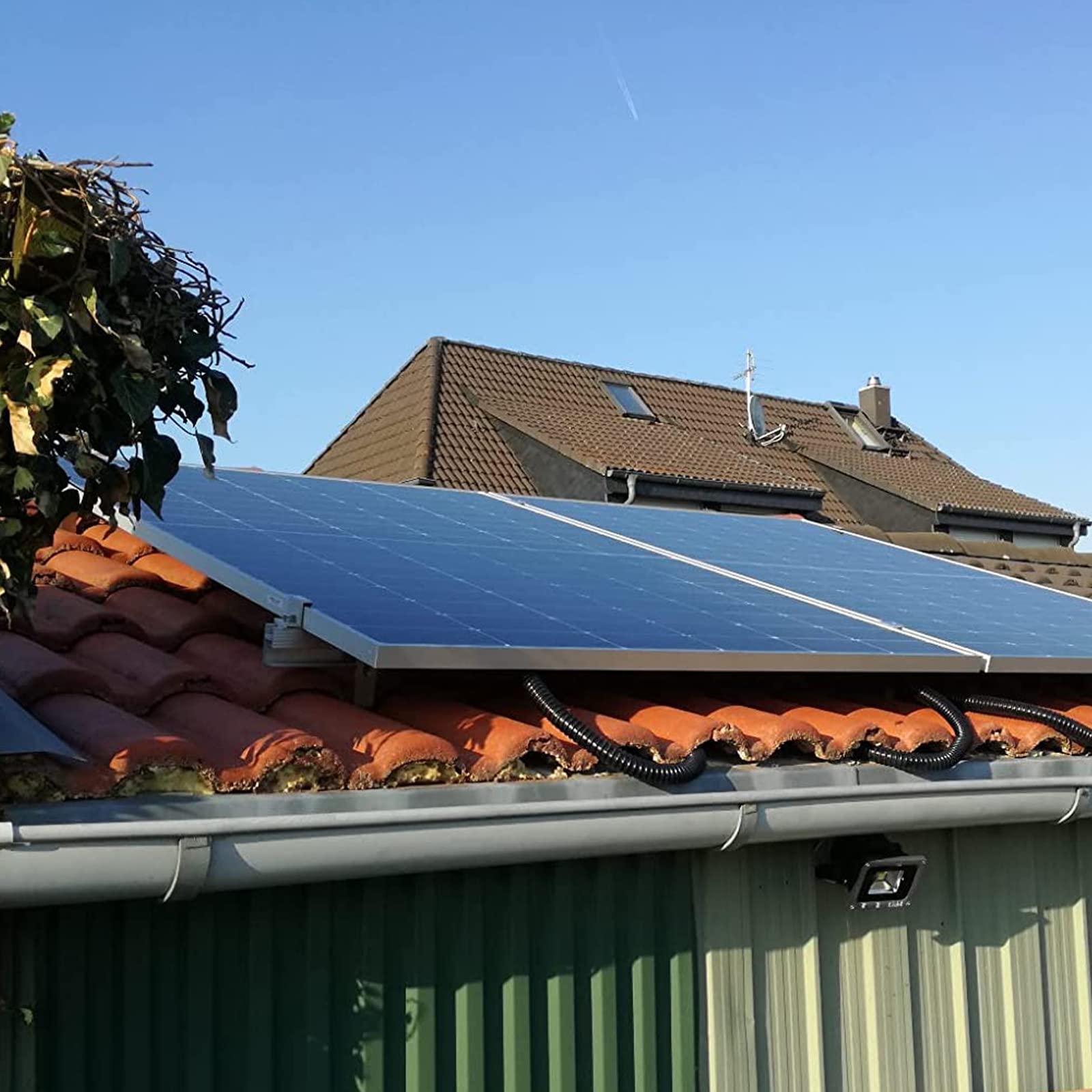 Warmfay Juego de montaje solar para techo de ladrillo, riel de montaje fotovoltaico, gancho para techo para 4 módulos, panel solar aplicable, paneles solares de grosor 30-35 mm