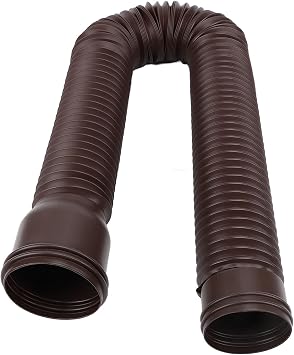 Flexible & Extendable Rain Gutter Downspout Extension - PE Drainage Pipe, Adjustable 20-59", Splash Guard, For Outdoor Use (Brown)