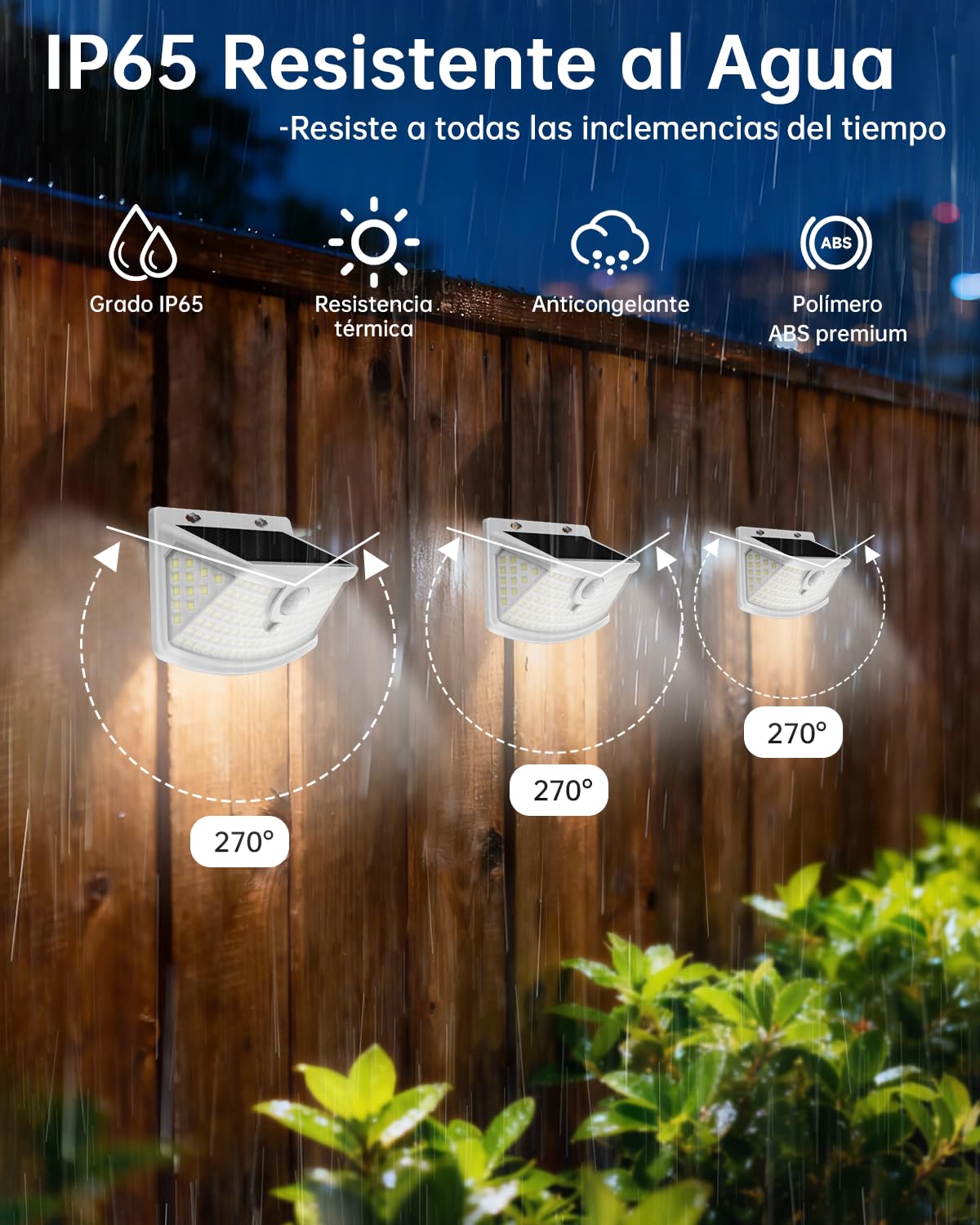 Aootek Focos Solares Exteriores LED - Sensor Movimiento 120 LEDs Ángulo Amplio 270° Impermeable IP65 Jardín Terraza Seguridad - Pack de 8, Carcasa Blanco, Luz Fría | Detector de movimiento 8 m, forma curva, batería de litio, carcasa blanca, luz fría