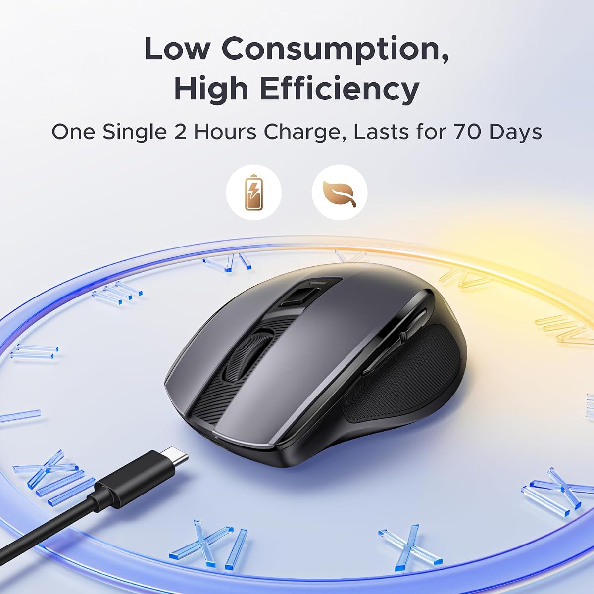 UGREEN Wireless Mouse, Bluetooth Mouse&2.4GHz Dual Modes, Fast-rechargeable & Ultra-long Battery Life, 40dB Silent Computer M