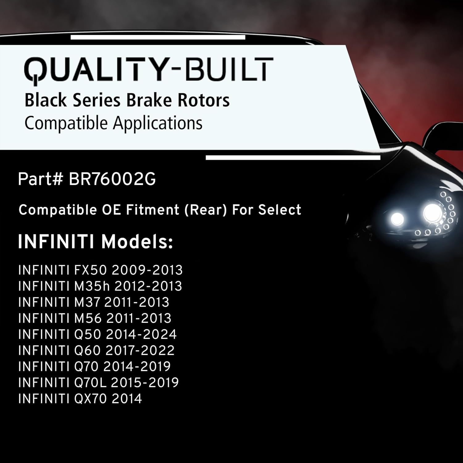QUALITY-BUILT Rear Brake Rotor, Black Series BR76002G, Compatible with 2009-2024 Infiniti (FX50,M35h,M37,M56,Q50,Q60,Q70,Q70L,QX70)