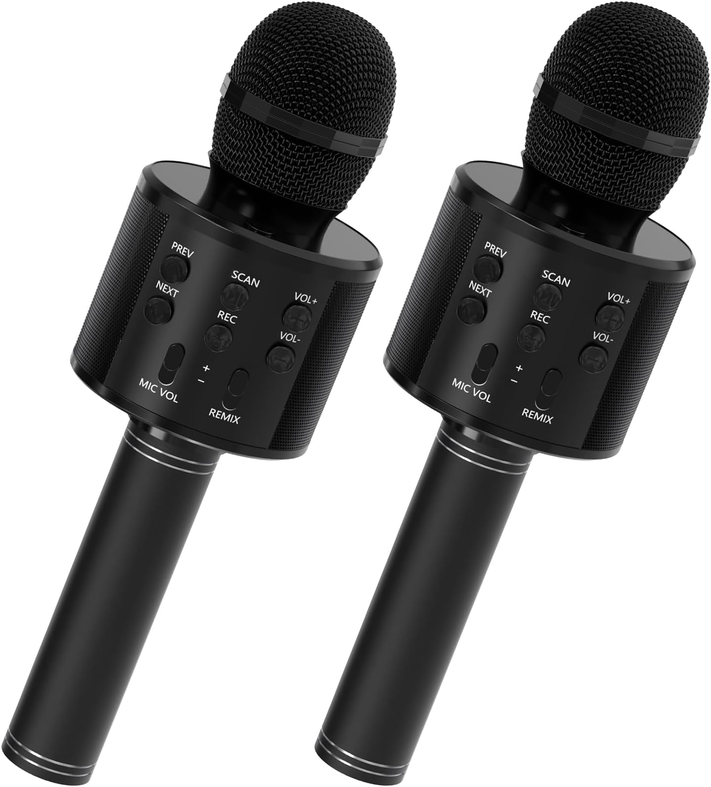 2 Pack Karaoke Microphone, Bluetooth Microphone for Singing, Wireless Microphones Toys for Girls Boys Adults, Portable Kids Microphone, 5 Year Old Girl Birthday Gift Ideas (Black)