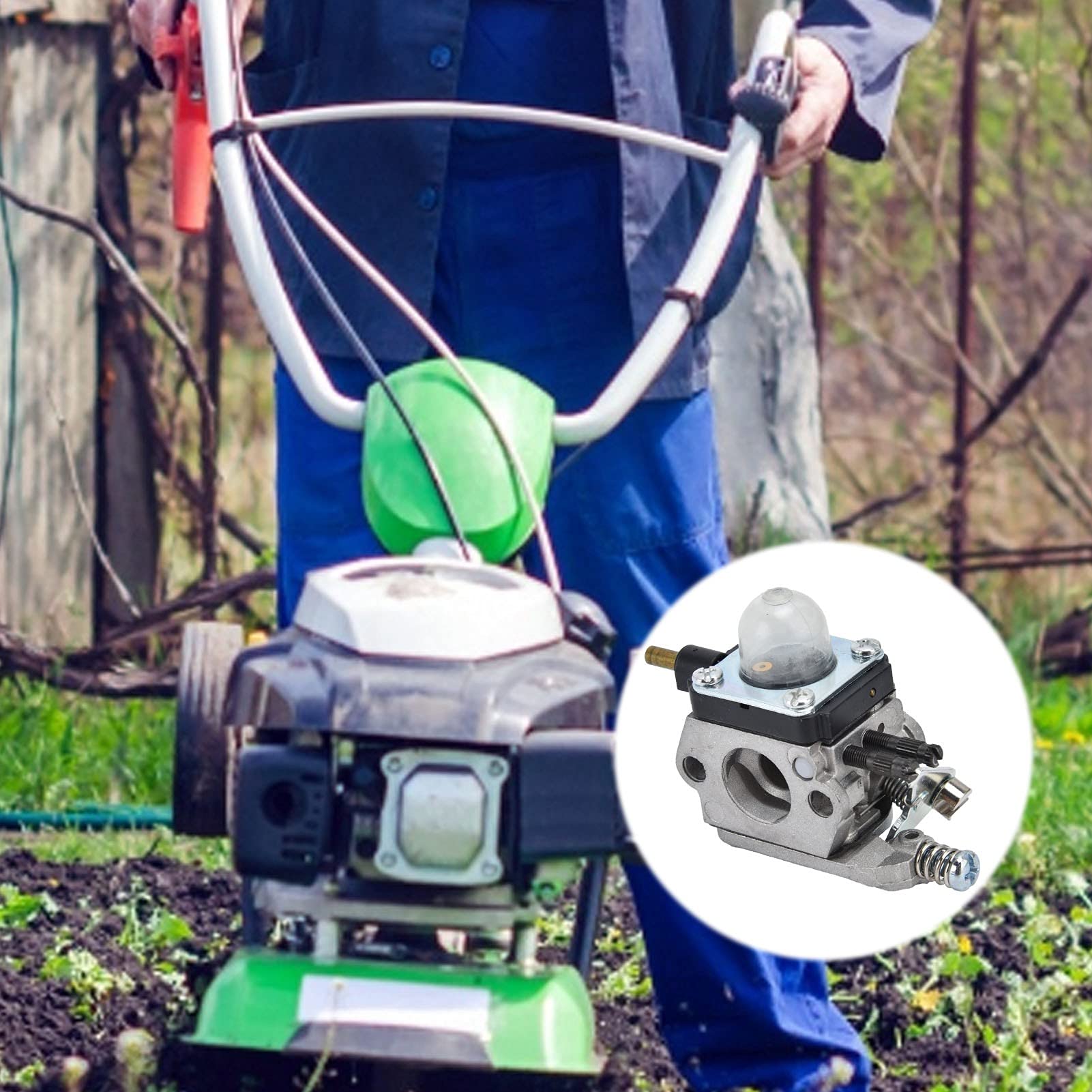 QERLONG Mantis 2 Cycle Carburetor Kit, Complete Rebuild Set, Includes Spark Plug, Air Filter, Gaskets, Fuel Plug, Aluminum Construction for Mantis Tillers and Cultivators