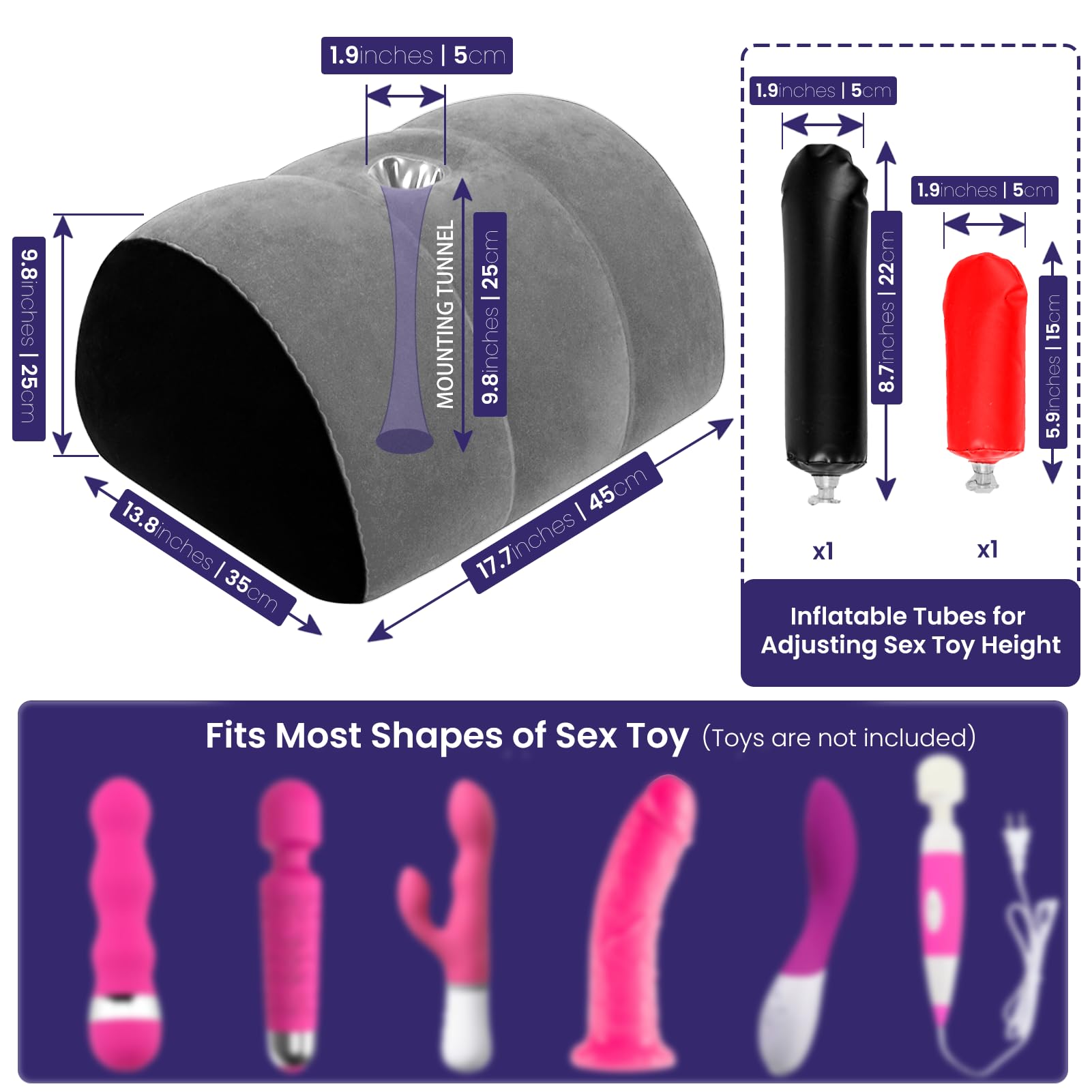 Dildo Mount Inflatable Sex Position Pillow for Adults Sex Furniture Sex Toys for Women Dildo Chair Sex Toy Mount Couples Women: Gray