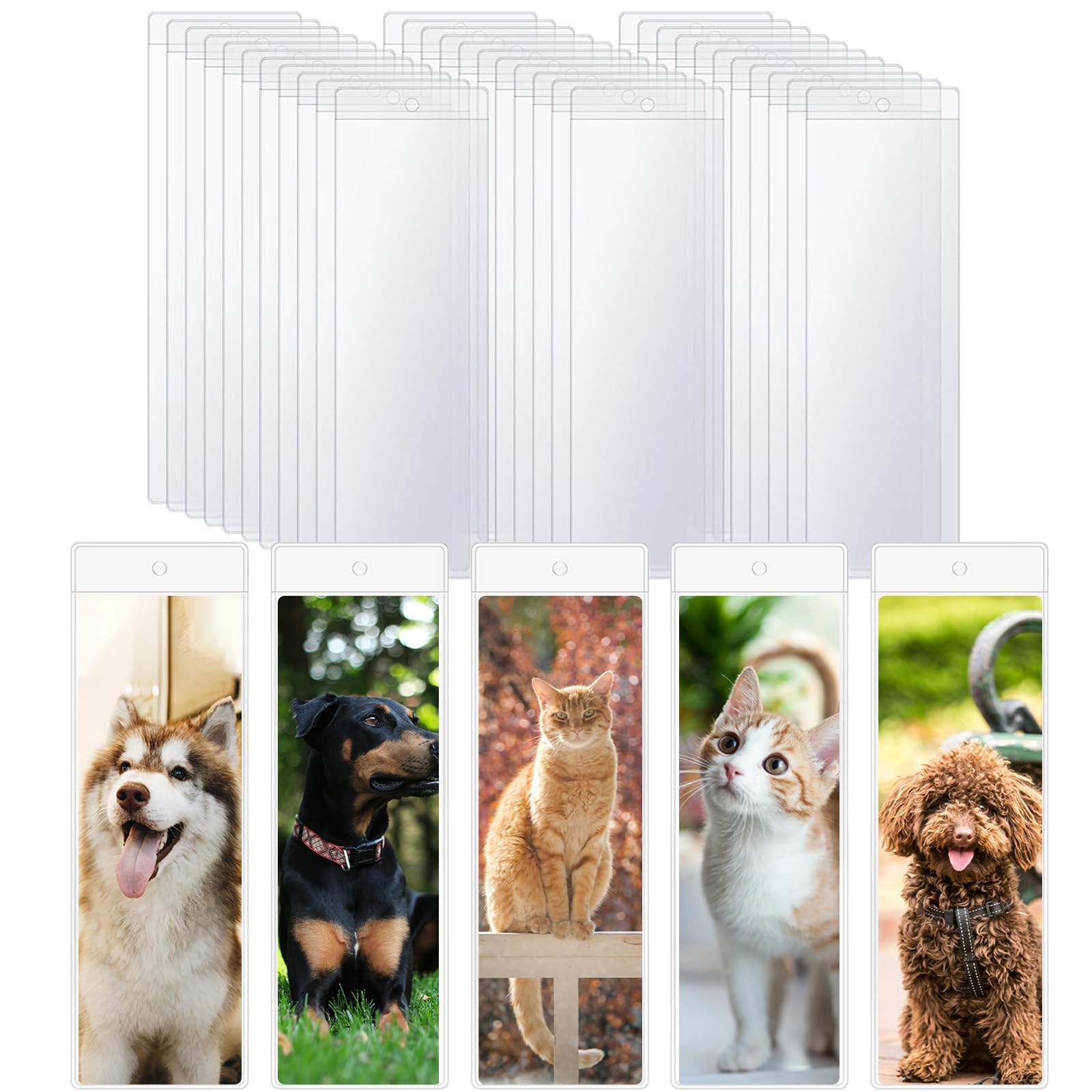 Nyvexon 50 Pack Clear Bookmark Sleeves, Plastic Bookmark Packaging, 7.17 x 2.36 Inches