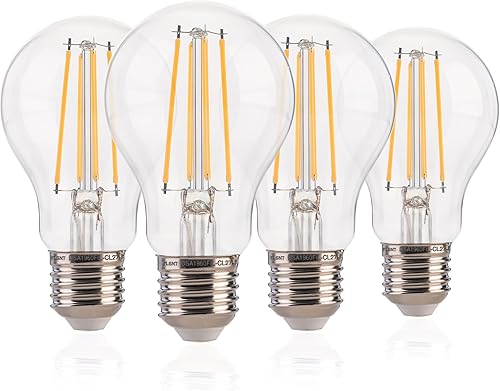 FLSNT Bombillas LED Edison A19 con sensor de atardecer a amanecer, 7 W (60 W equivalente), 800 lúmenes, base de filamento vintage E26, fotocélula