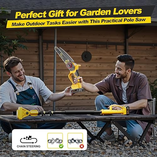 Miniatura 7 de Sierra de poste inalámbrica 3 en 1 con mini motosierra de 6 y 8 pulgadas, sierra de poste eléctrica a batería para poda de árboles con batería de 2