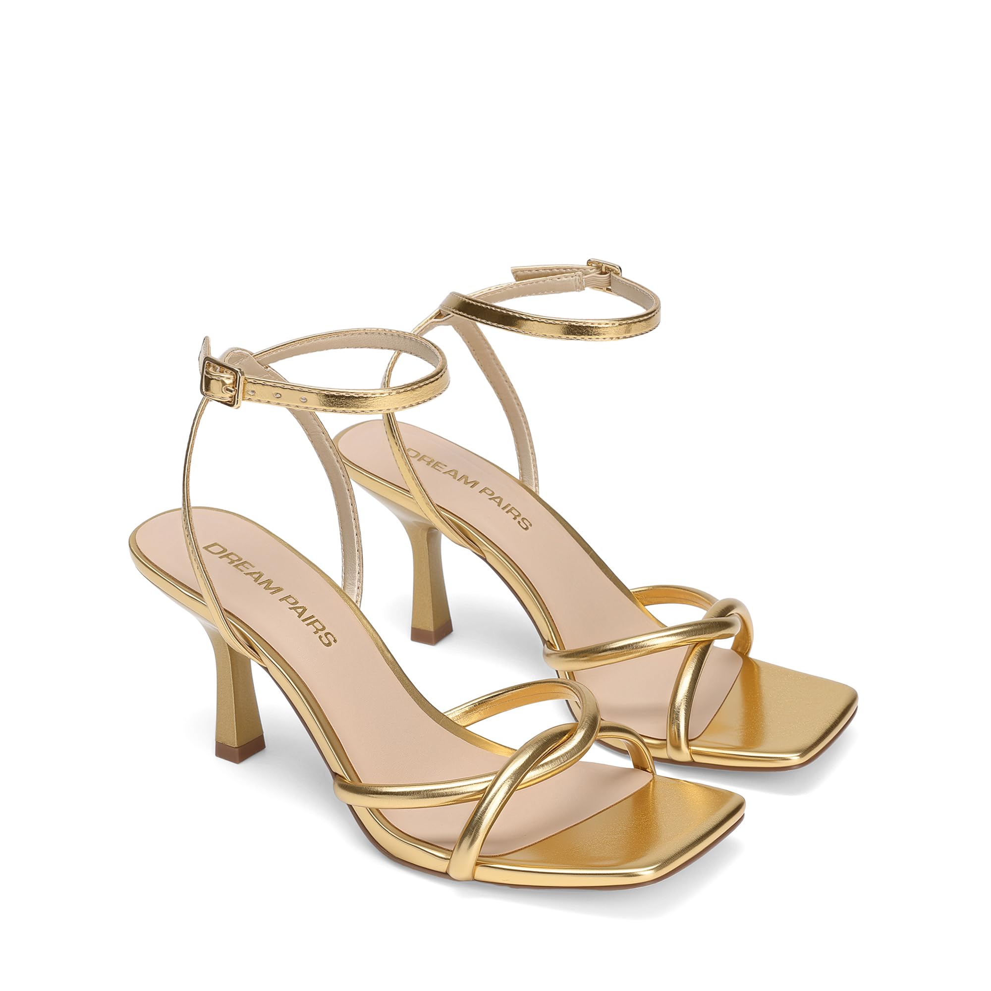 DREAM PAIRS Sandali da donna con tacco basso con punta aperta quadrata, comode scarpe alla caviglia con cinturino per le donne 2026 moda abito da festa Sheos