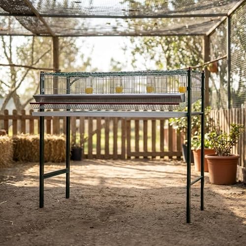 Suinga Jaula para pájaros galvanizada 4 departamentos, con comederos y bebederos, 105x47x90 cm
