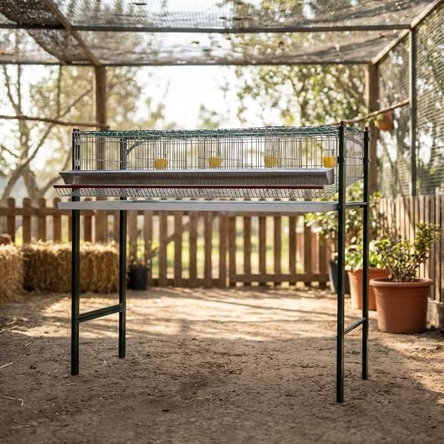 Suinga Jaula para pájaros galvanizada 4 departamentos, con comederos y bebederos, 105x47x90 cm