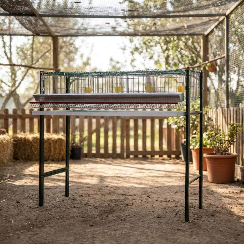 Suinga Jaula para pájaros galvanizada 4 departamentos, con comederos y bebederos, 105x47x90 cm