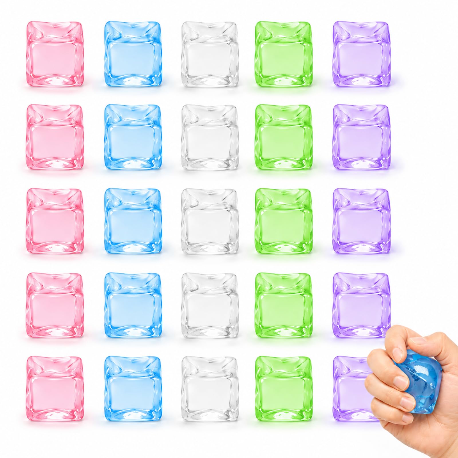 25PCS Ice Cube Squeeze, Fidget Squeeze, Stress Cubes Mini Cubes Sensory for Party Favors, Family or Friend Gift