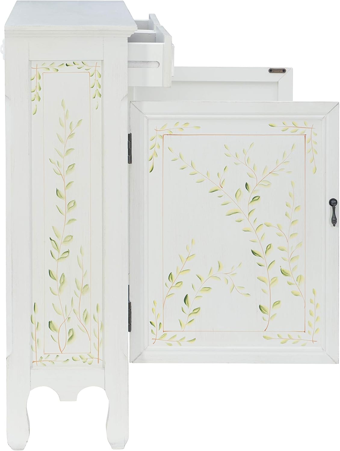 Elegant White Hand-Painted 2-Drawer & 2-Door Storage Console