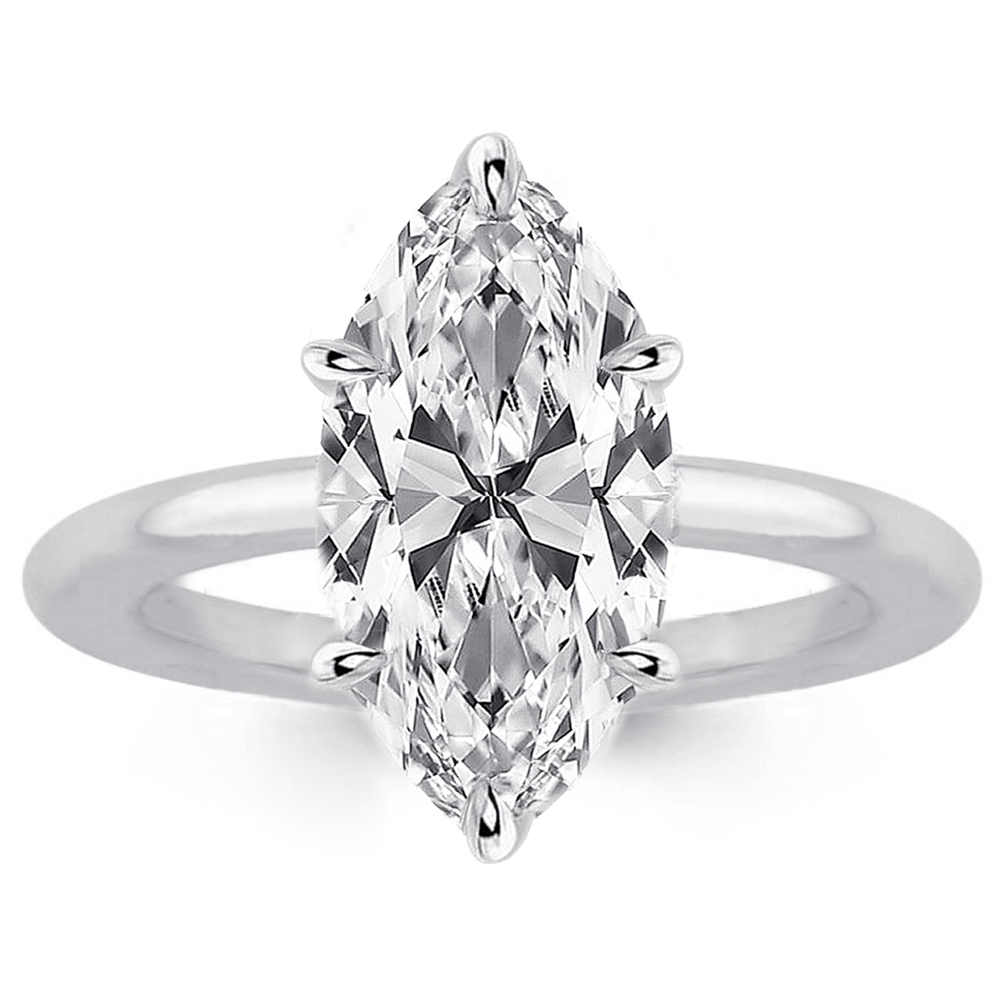 RURULUYA 2CT/3.5CT/5.5CT Elongated Marquise Cut Engagement Ring,Simulated Diamond Promise Ring,925 Sterling Silver 18K White/Yellow Gold Plated Ring