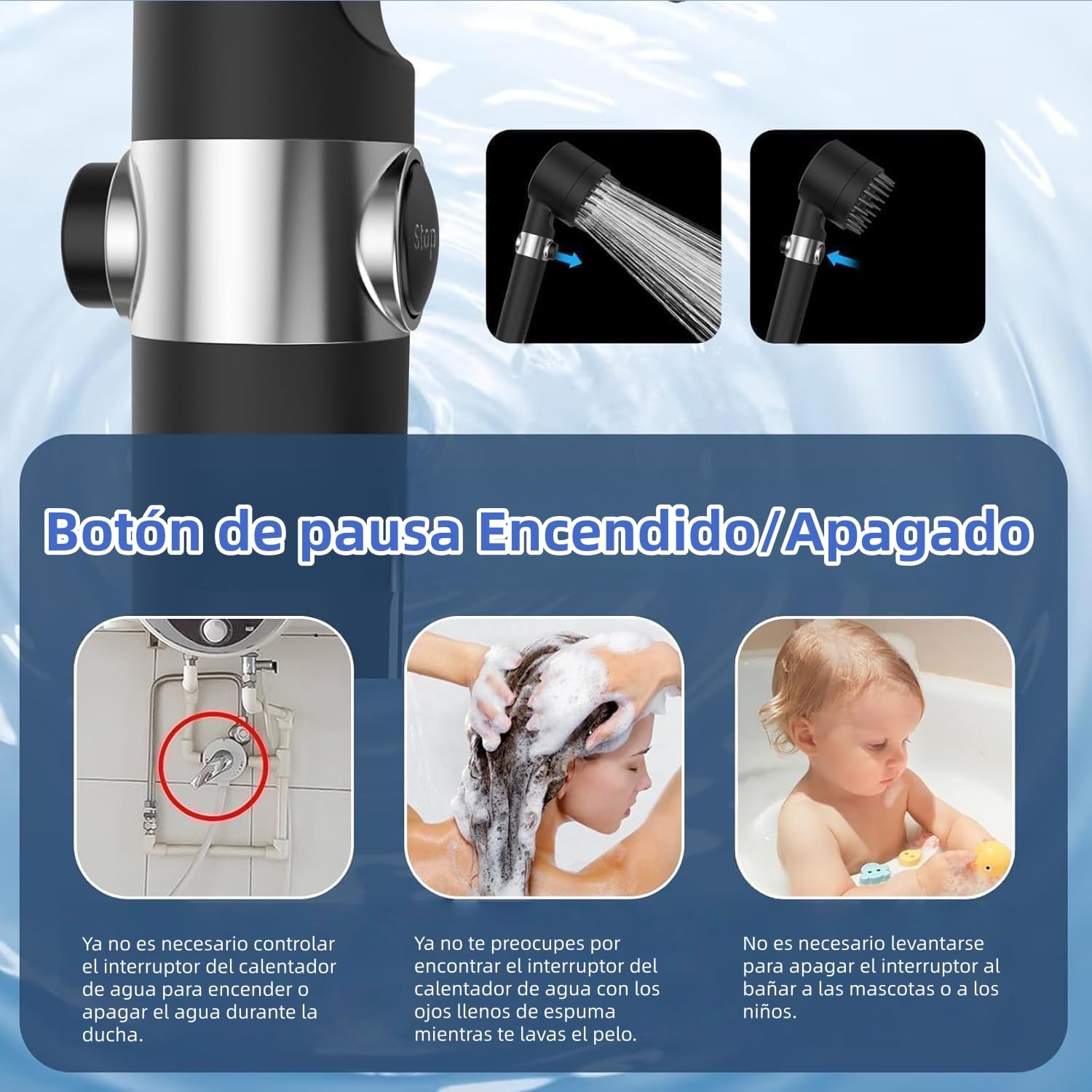 Alcachofa de Ducha con Filtro Antical,1.5M Manguera y Soporte,Cabezal de Ducha Mano con 4 Modos,Cabezal de ducha con filtro y OFF/ON Switch, Adecuado para limpiar mascotas y baños,Negro Profundo