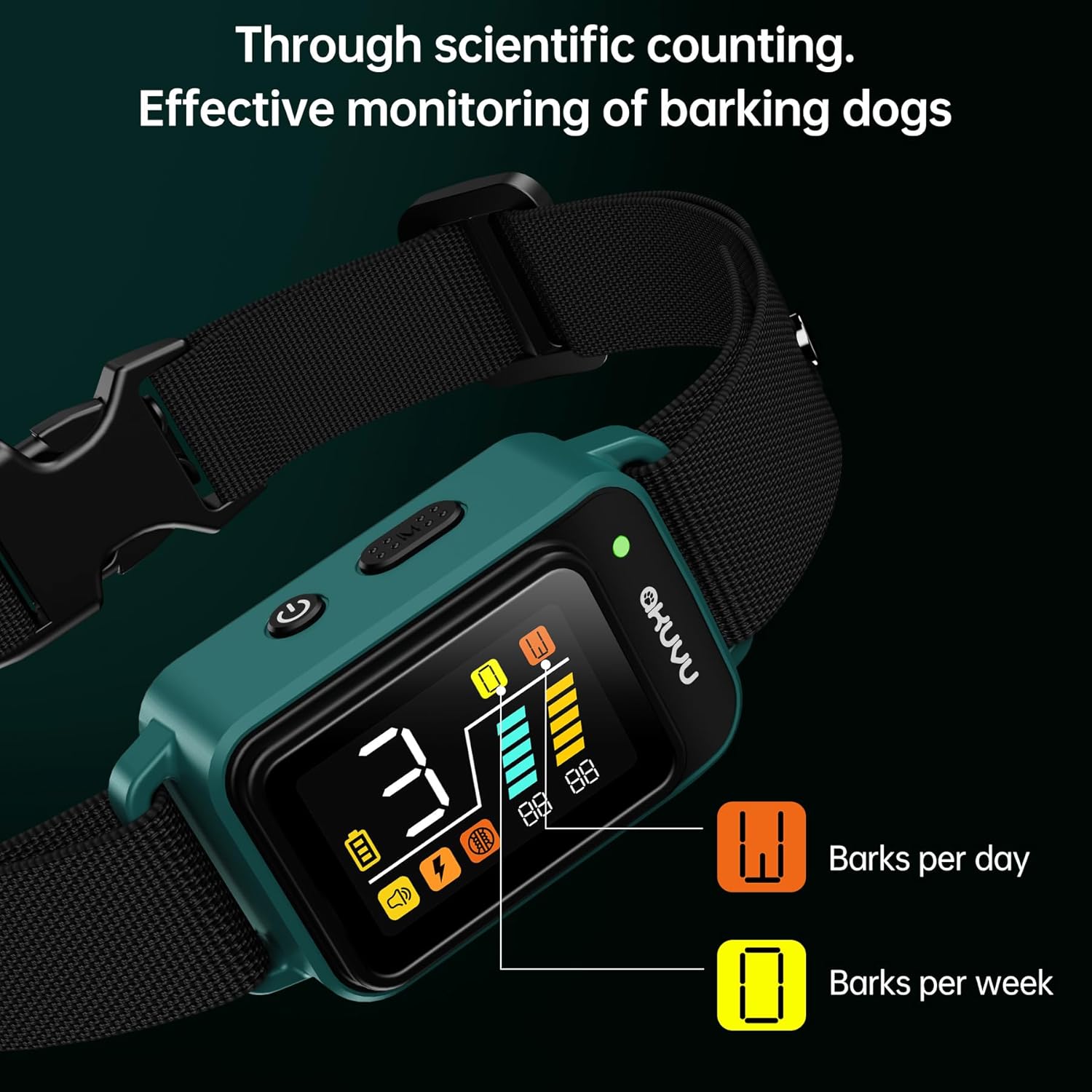 Bark Collar-Rechargeable Smart Barking Collar- Anti Bark Training Collar with Adjustable Sensitivity Beep Vibration Shock- Bark Shock Collar for Small Large Medium Dogs