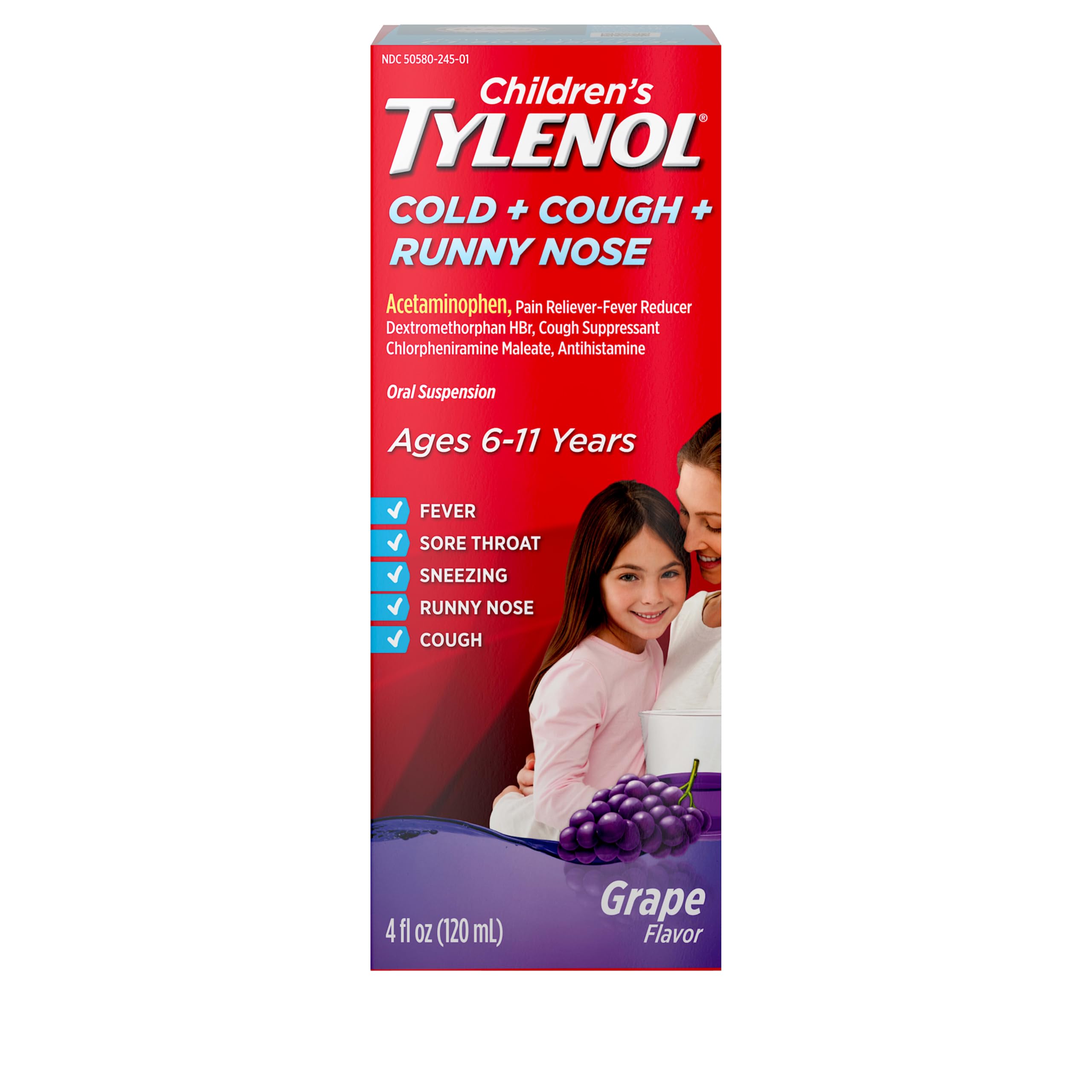 Children's Tylenol Cold + Cough + Runny Nose, Acetaminophen, 4 fl. oz