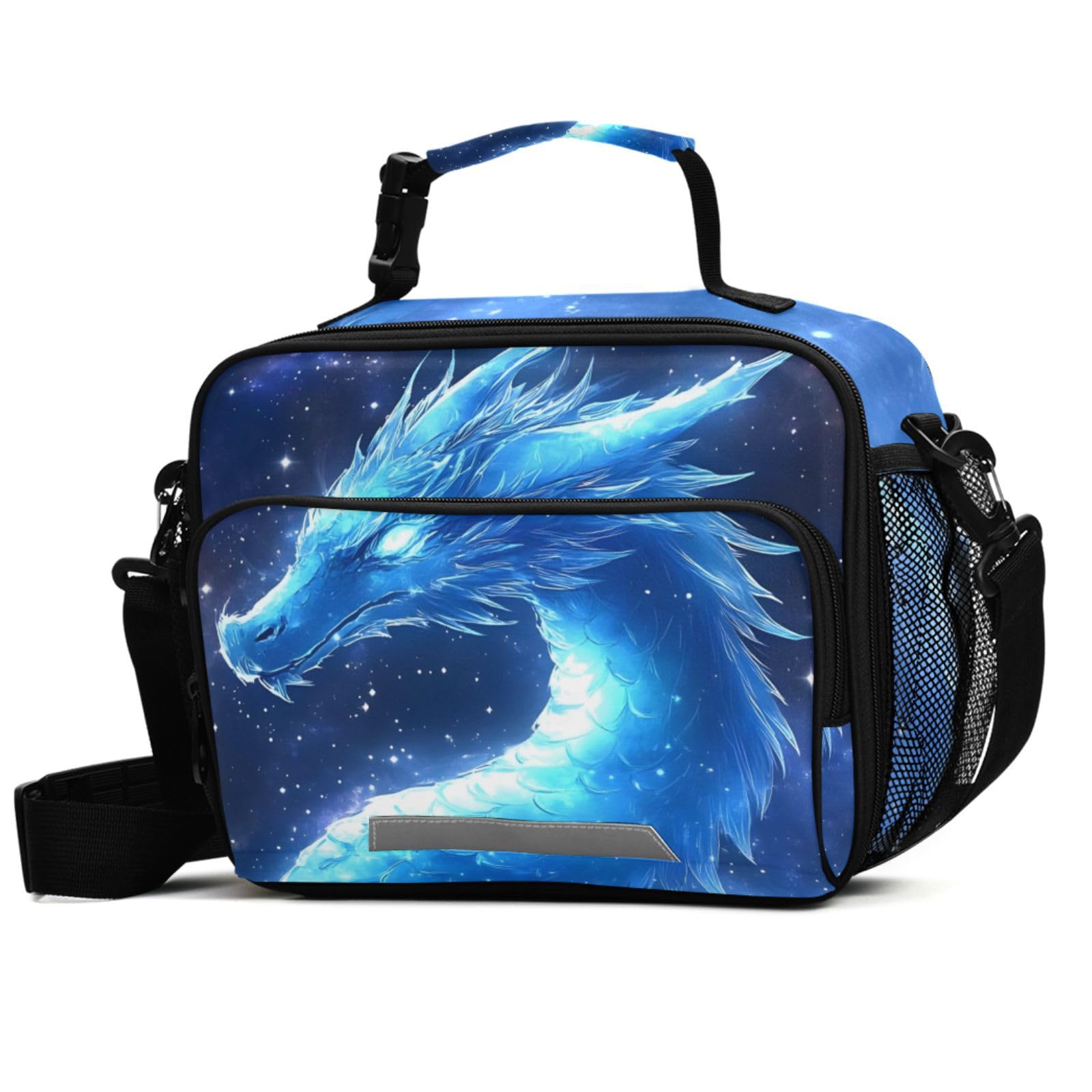 Dragon Blue Galaxy Lunch Box for Girls Kids Insulated Lunch Bag Boys Lunchbox Reusable Cooler Tote Freezable Shoulder Strap for School Picnic