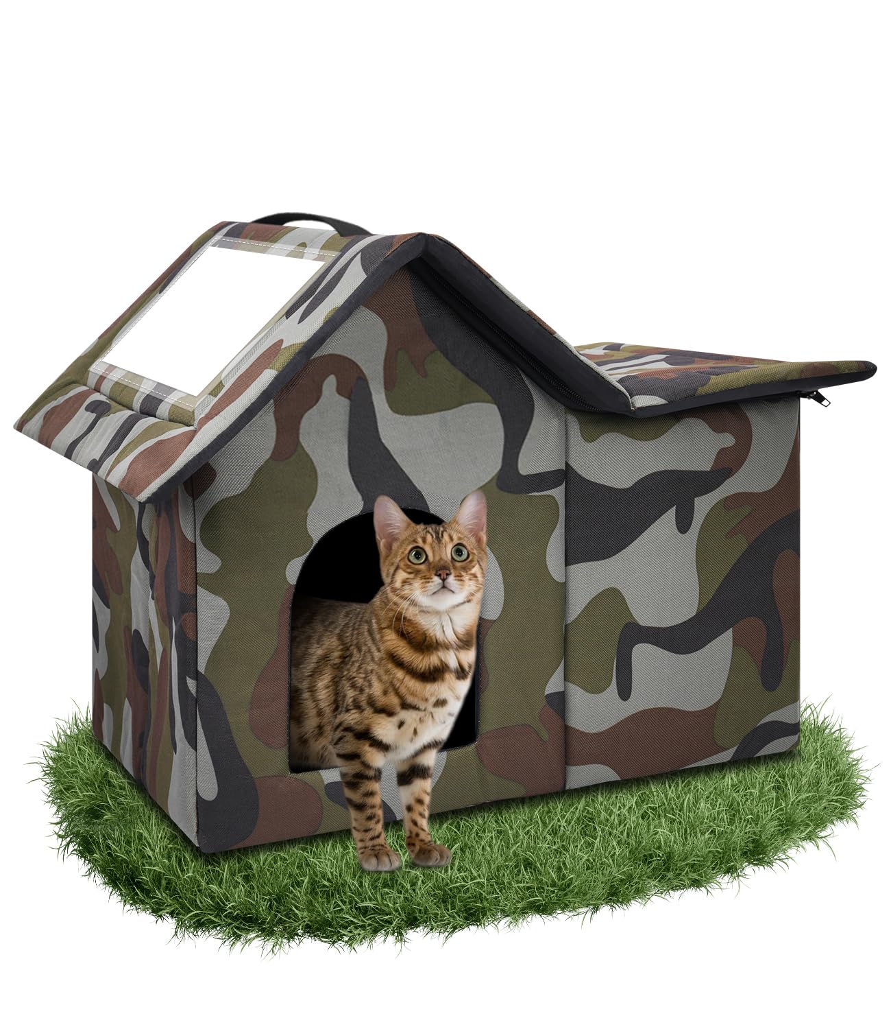 WHDPETS Cuccia per Gatti, Cuccia Gatto Esterno Impermeabile Pieghevole, Casetta per Gatti da Esterno per Animali Randagi 40 X 45 X 45 cm (Verde)