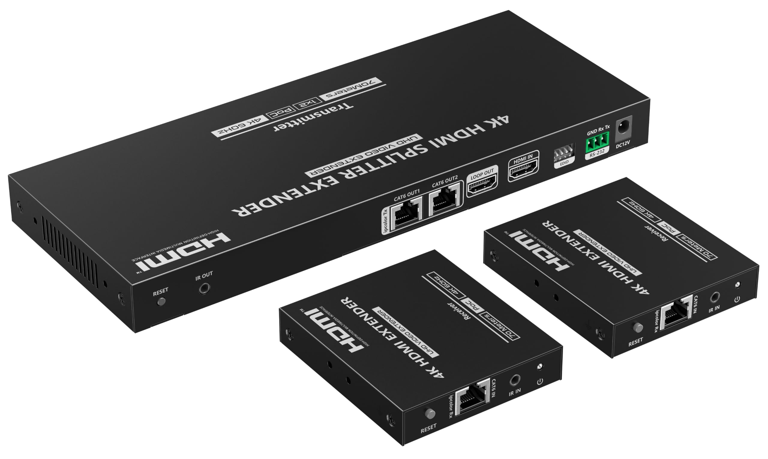Techly NP 622816 Rozdzielacz HDMI 1x2 z IR do CAT6/6a/7 70 M Czarny
