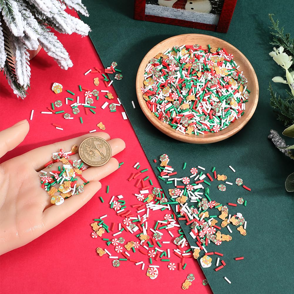 SUNNYCLUE 100g Tranches Argile Polymère Noël - Perles Flocons De Neige Et Sapins Pour Bricolage Et Nail Art