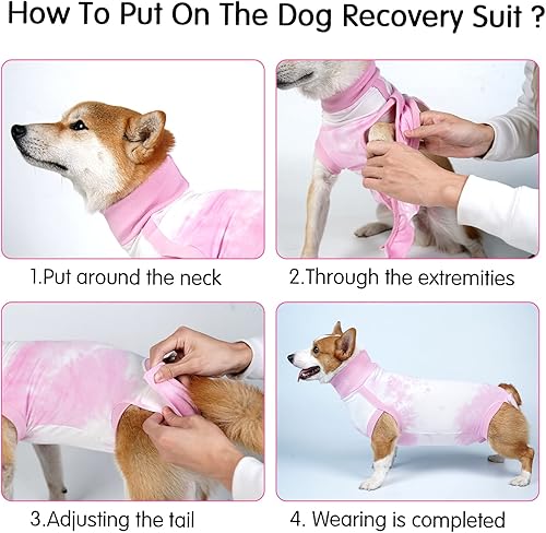 Miniatura 6 de Dotoner Traje de recuperación para perros teñido anudado camisa de recuperación de mascotas traje de cirugía para perros machos hembras collar