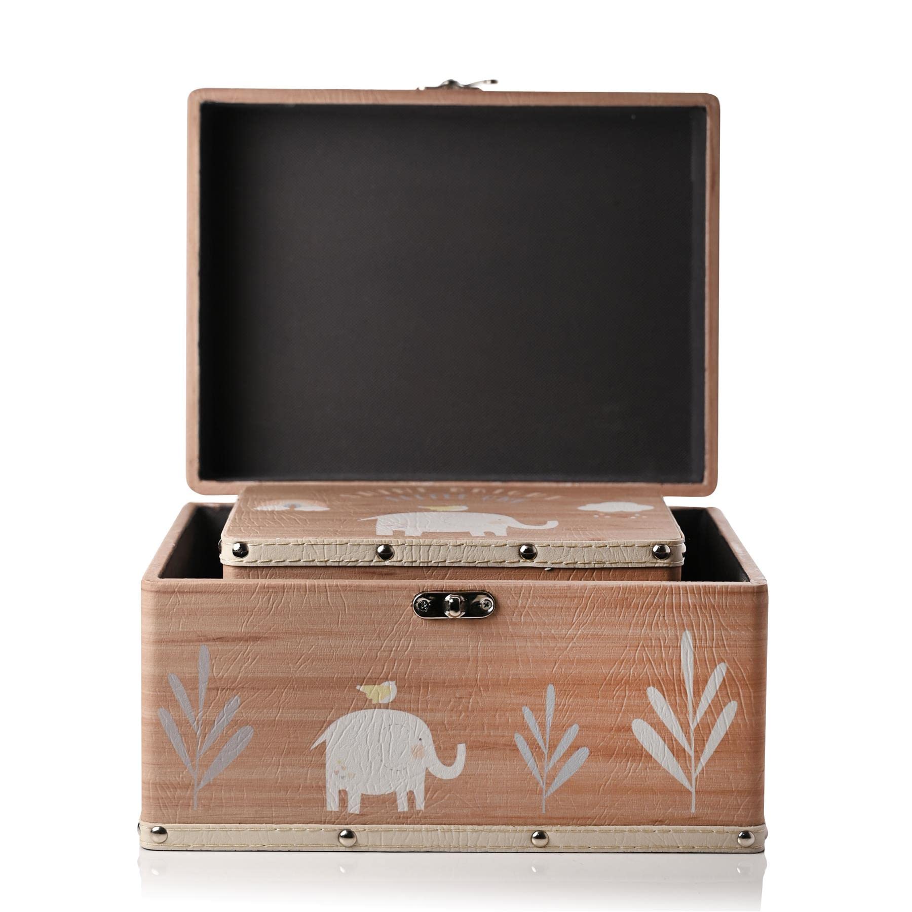 Widdop & Co Petit Cheri - Set di 2 bauli per bambini, motivo: elefante, scatole per giocattoli