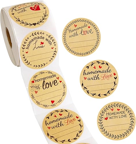 Miniatura 9 de 500 calcomanías caseras con amor con líneas, etiquetas para conservas de frascos para envases horneados, bolsas de galletas, rollo de 2 pulgadas