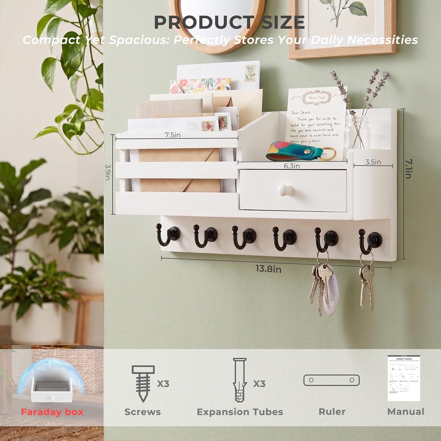 Key Holder Wall Mount with car Key Faraday Box image 5