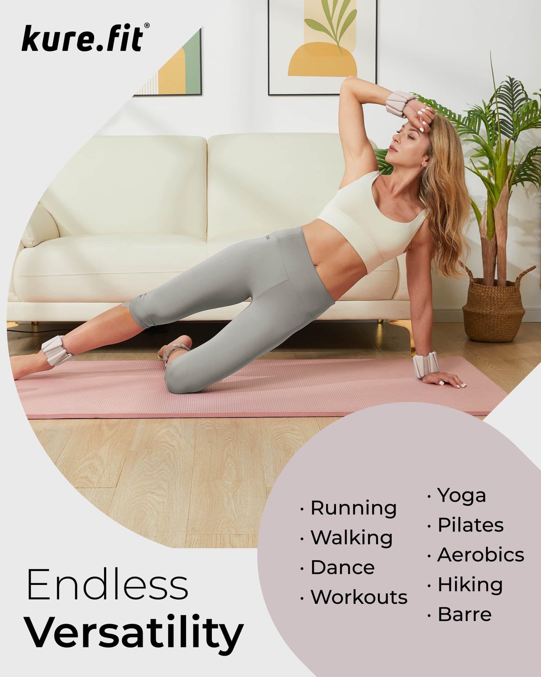 Brazaletes con peso, pesas ajustables para muñeca y tobillo para mujer, 2 libras cada una (juego de 2), pesas de tobillo para yoga, pilates y caminar, pesas de piernas y brazos para hombres