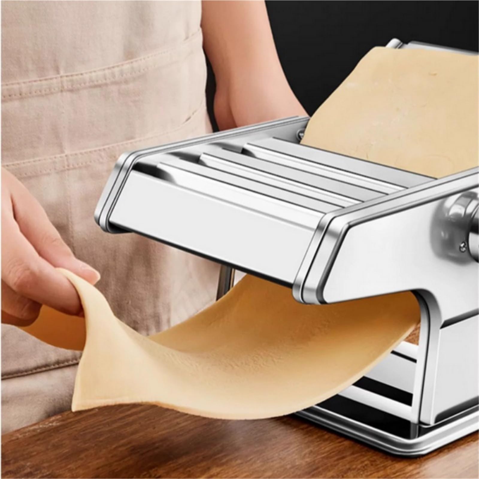 Amasadora manual para pasta Máquina manual for hacer pasta de acero inoxidable, for uso doméstico, con manivela, for espaguetis y fideos(3 silver)