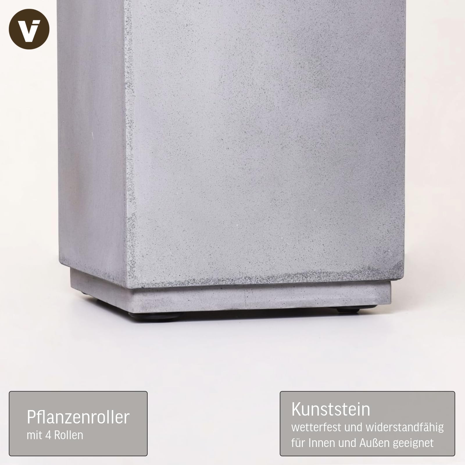 VIVANNO Pflanzenroller Eckig Untersetzer Grau - 36x36 cm Pflanzenroller