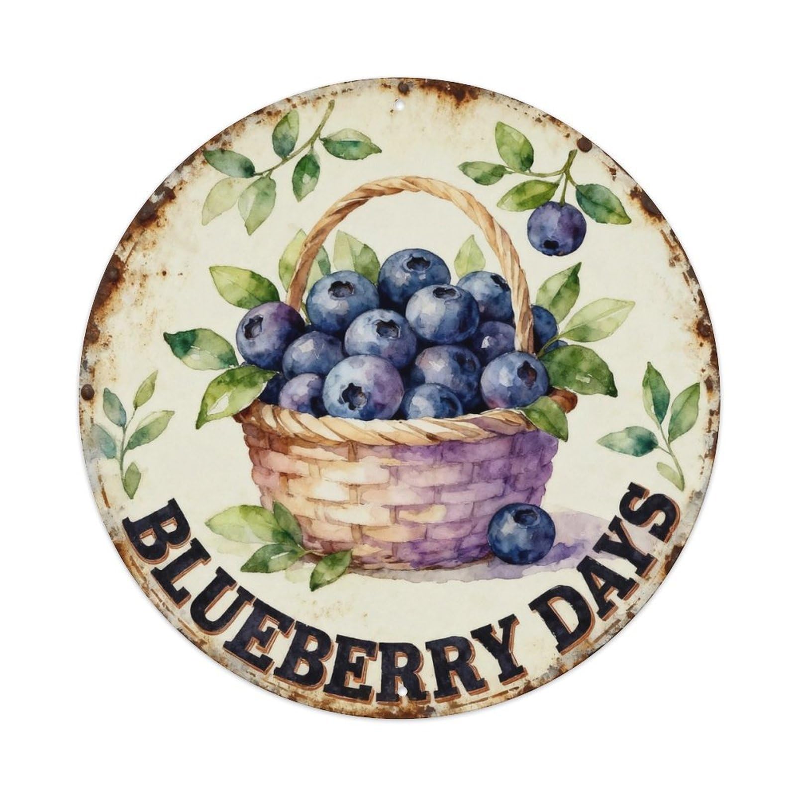 Blueberry Days Metal Tin Sign Plaque