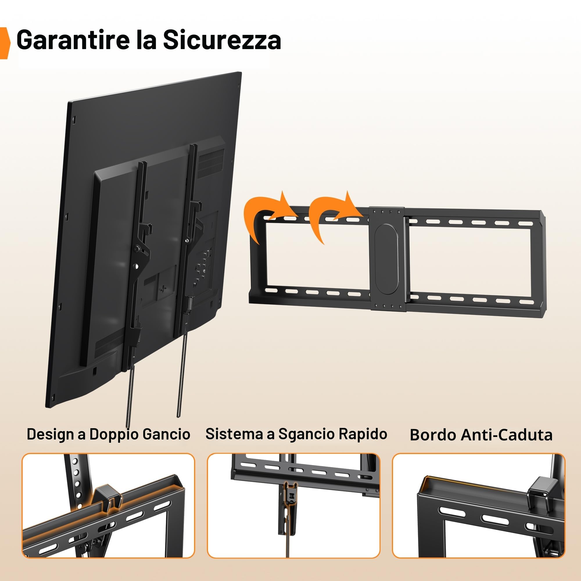 XINLEI Supporto TV a Parete Inclinabile per Schermi LCD LED e Curvi 37-82 Pollici, Portata fino a 60 kg, VESA Max 600×400 mm, MT5083