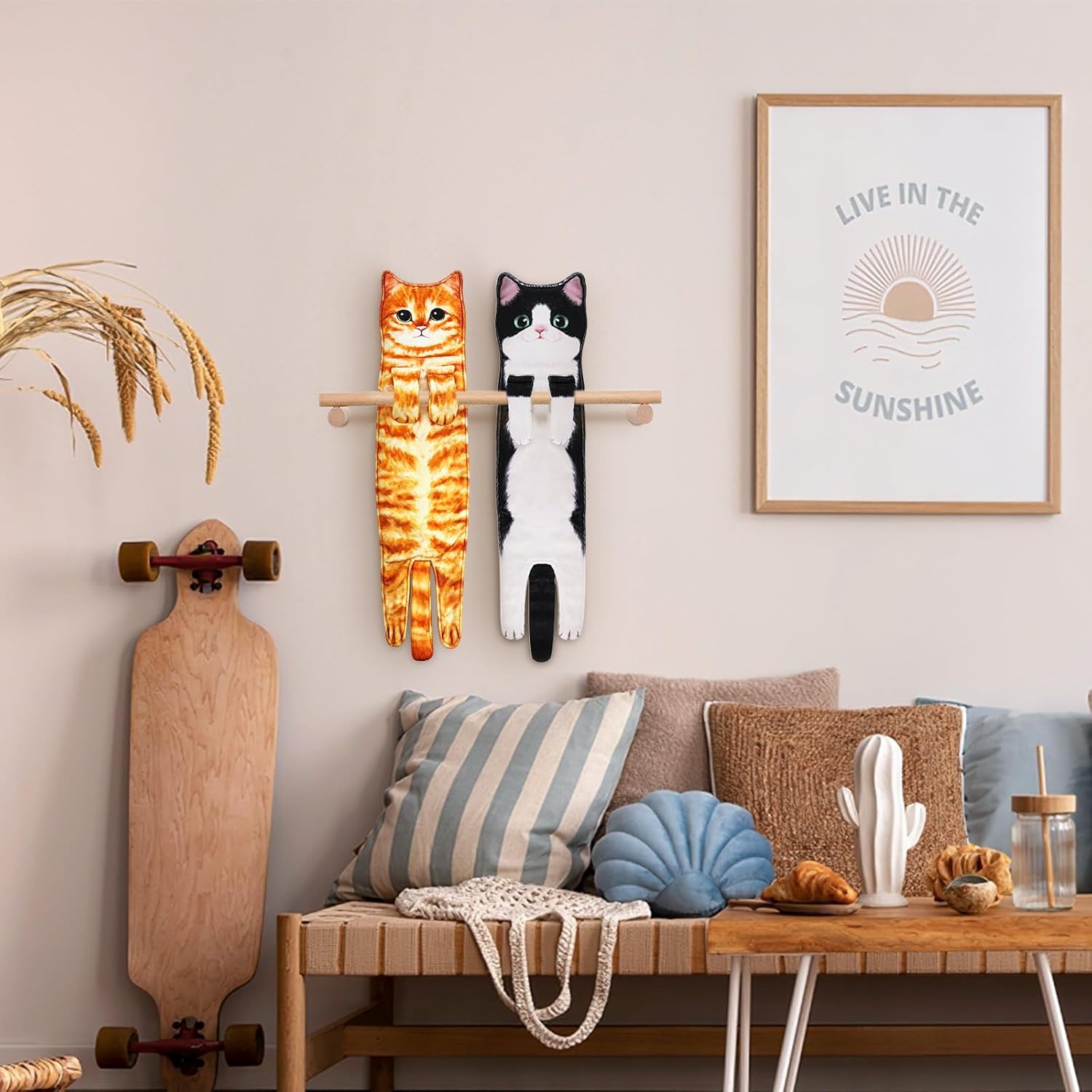 Cat Hand Towels for Bathroom - Funny Kitchen Decorative Towels, Absorbent Soft - Gifts for Women and Cat Lovers - Image 7