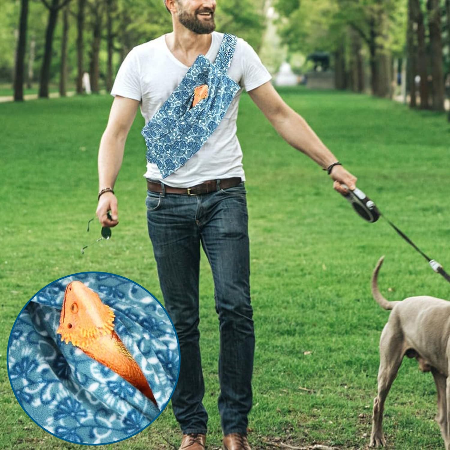 1-Piece Adjustable Bearded Dragon Carrier, Soft Coral Fleece Reptile Sling Bag - Image 3
