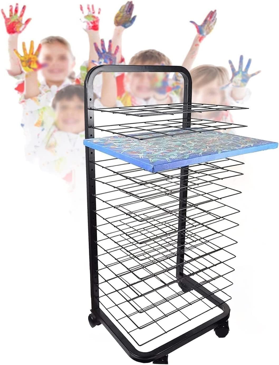 Aioneer Mobile Drying Rack, Art Drying Rack For Classroom, Art Studio Space-saving Shelf, Ideal for Schools and Home
