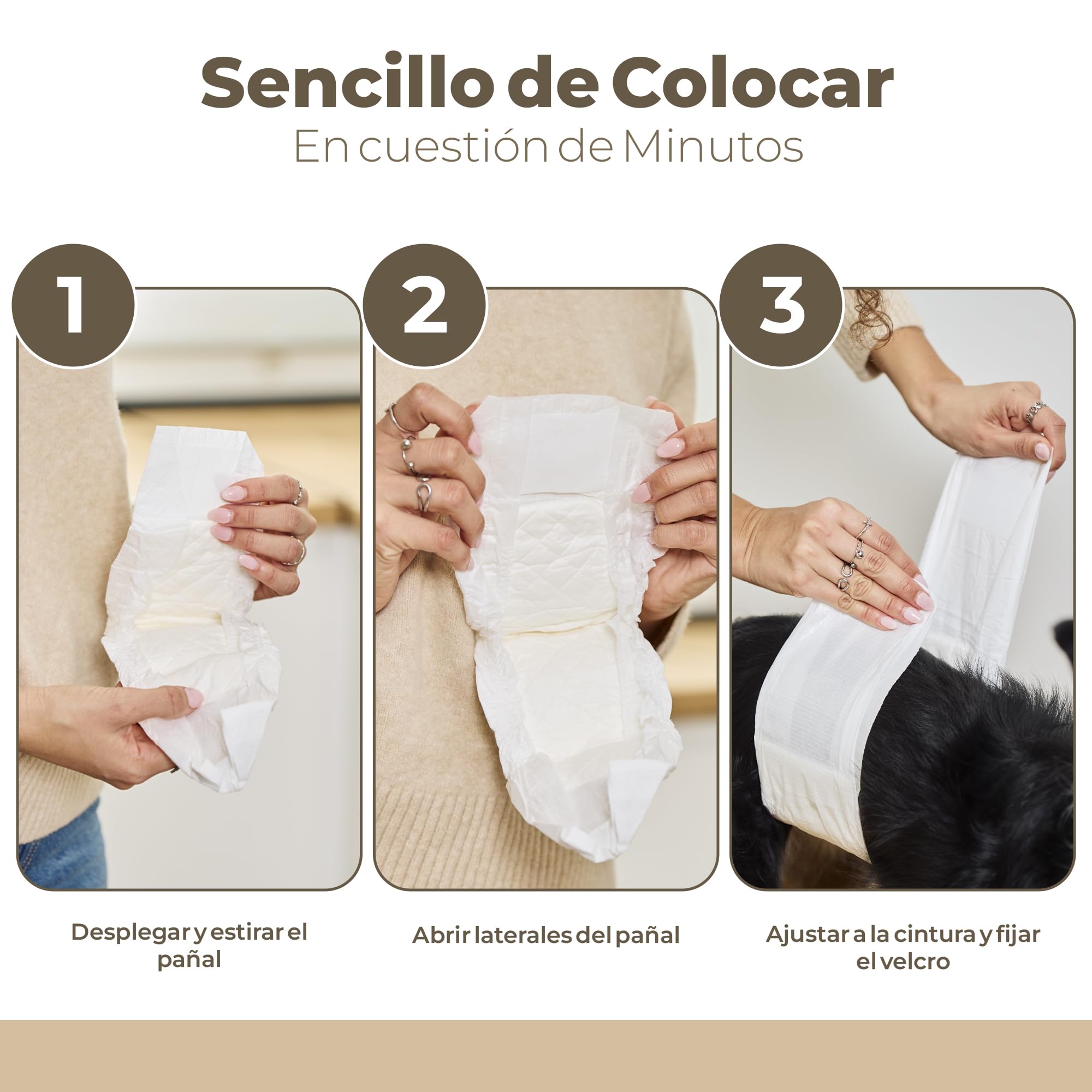 MIKAU Pañales para Perros (Pack de 48) - Pañales Perro Macho Ultra Absorbentes, Ajuste Antifugas, Cómodos y Resistentes, Fácil Colocación. Rollo de Bolsas de Caca Incluido (Talla S)