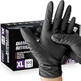 8 Mil Heavy Duty Disposable Nitrile Gloves, Diamond Texture, Latex & Powder Free for Mechanics & Industrial, 100-Pack