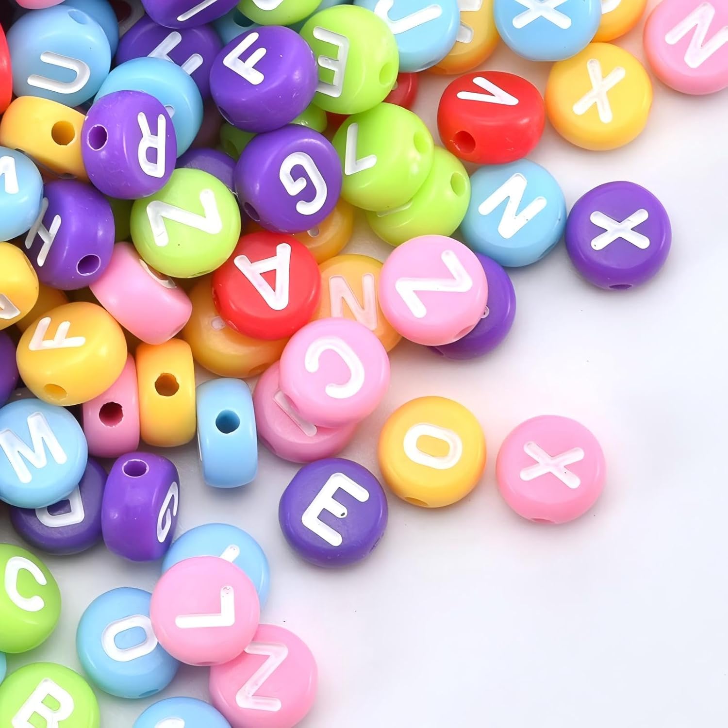 1600Pcs Colorful and White Round Letter Pony Beads A-Z, 4X7mm Acrylic Alphabet Beads for DIY Craft Making - Image 2