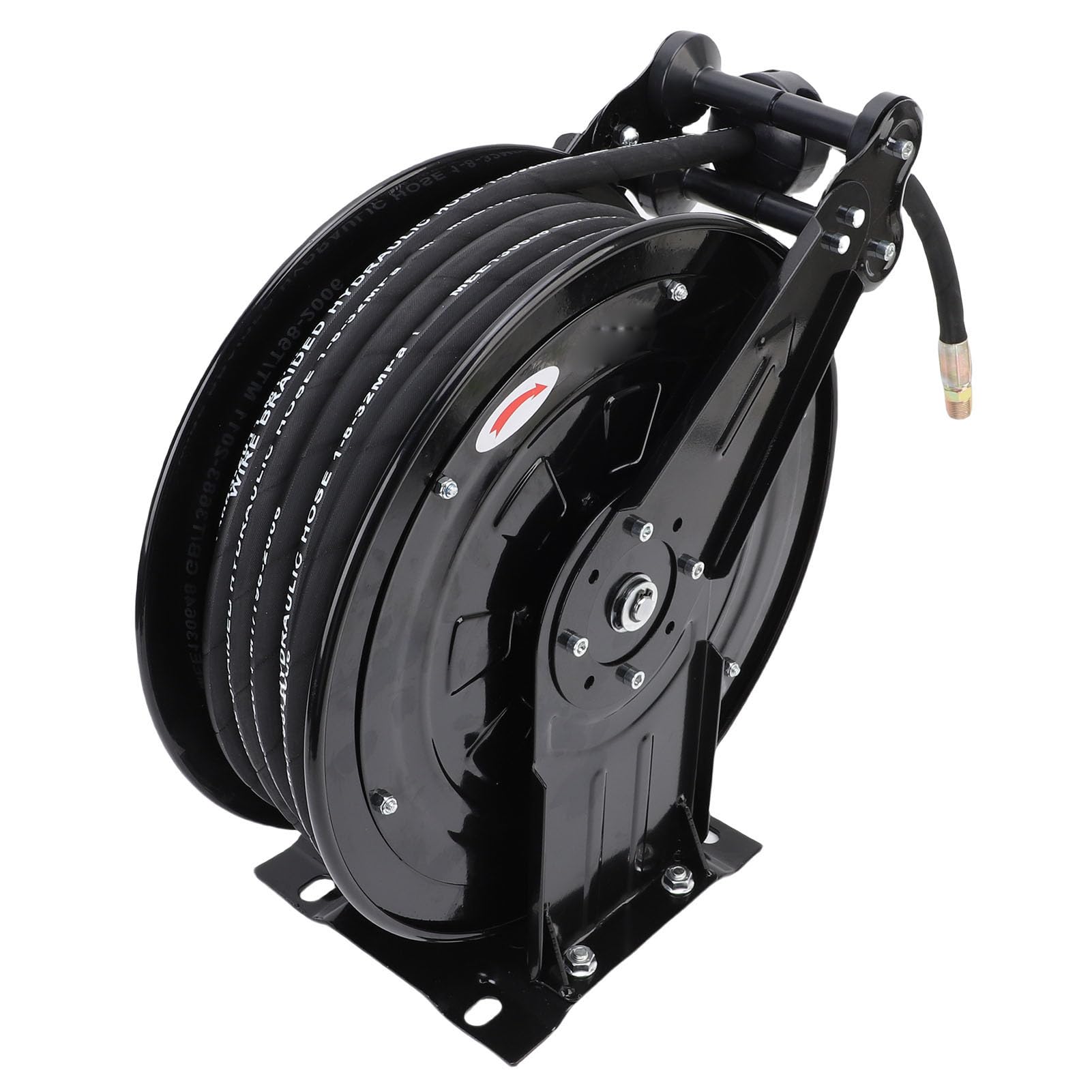 Carrete de Manguera para Lavadora de Alta Presión, Rebobinado Automático Resistente, Retráctil para Jardinería y Mantenimiento de Automóviles, Acero Al Carbono, 32,81 Pies