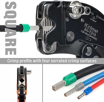iCrimp SN-TG16 Ferrule Crimper for End Sleeves, AWG 24-6 | Ratcheting ferrule crimper for wire end sleeves and terminal block wiring, AWG 24-6 / 0.25-16 mm2
