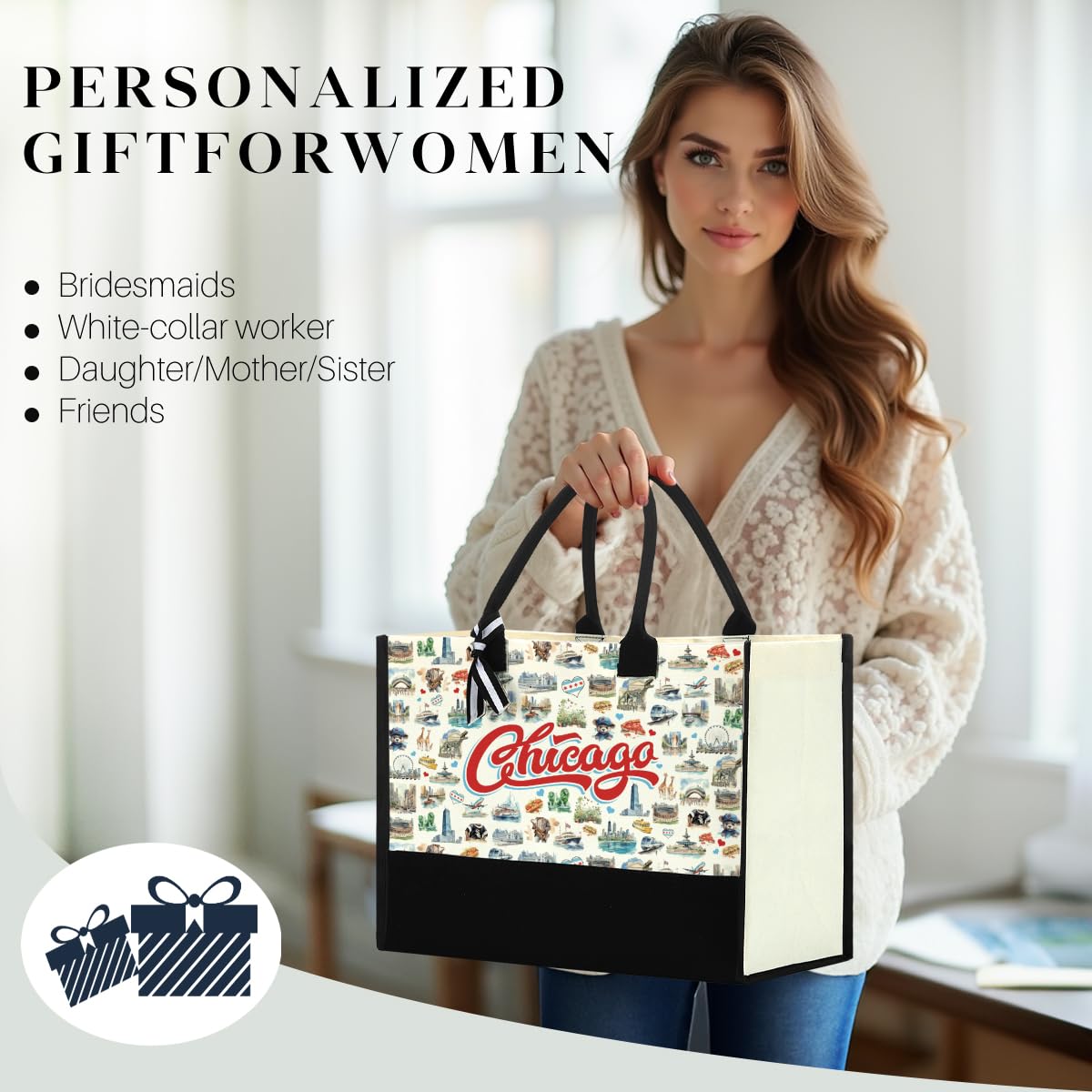 Italy Chicago New York Las Vegas Paris Gifts for Women Canvas Tote Bag