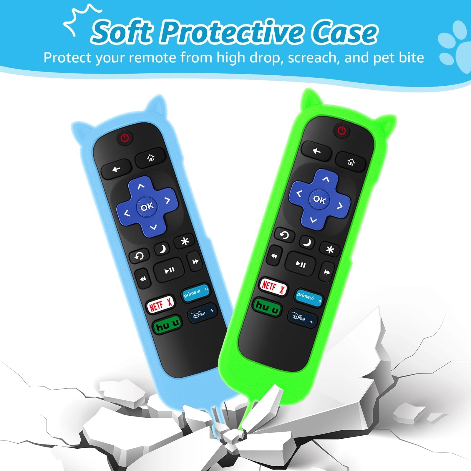 Mando a distancia de repuesto para Roku TV con funda protectora de silicona suave (todos pueden brillar en la oscuridad), control remoto universal compatible con TCL/Hisense/Sharp/Philips/Onn/Element